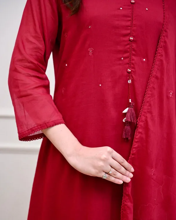 Women_Trendy_Cotton_Red_Embriodred_Kurta_With_Pant_and_Dupatta