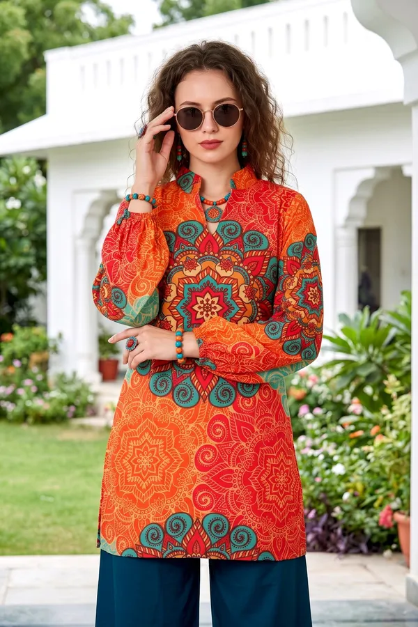 Women_Orange_&_Teal_Mandala_Printed_Rayon_Slub_Co-ord_Set