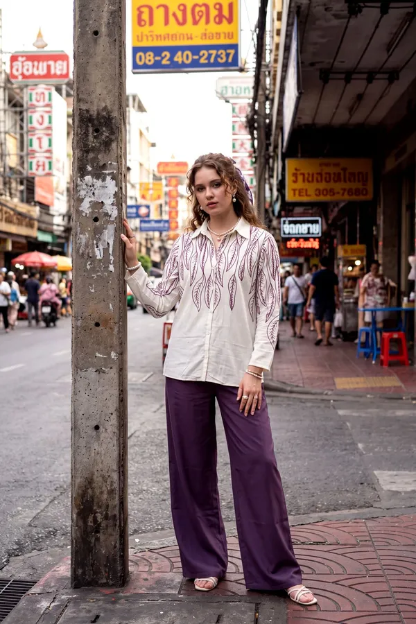 Women_Wine_Digital_Printed_Rayon_Slub_Shirt_Style_Kurta_Palazzo_Cord_Set_with_Elegant_Leaf_Print