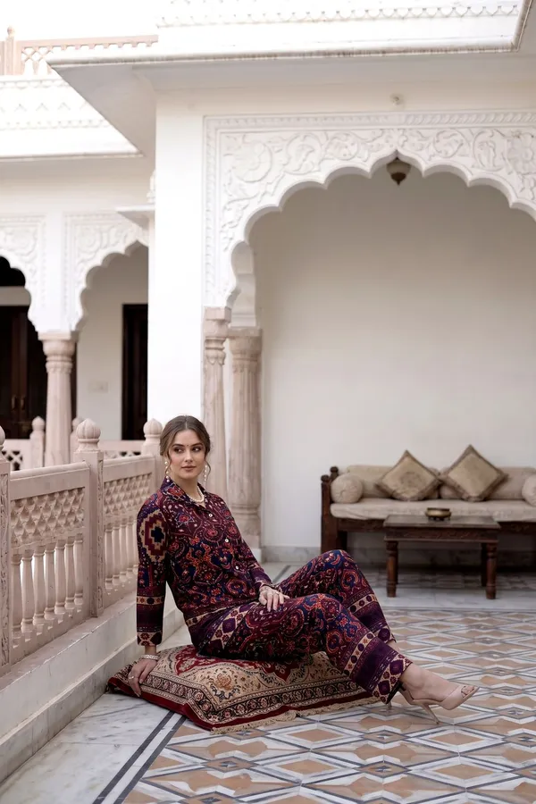 Women_Maroon_Ethnic_Digital_Printed_Rayon_Co-Ord_Set
