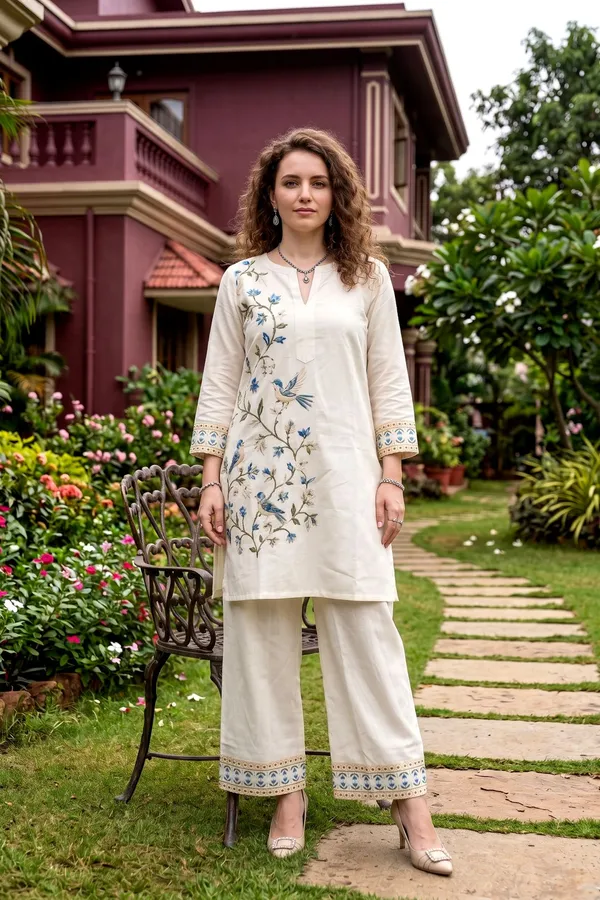Women_Off-White_Botanical_Floral_&_Bird_Digital_Printed_Cotton_Co-Ord_Set