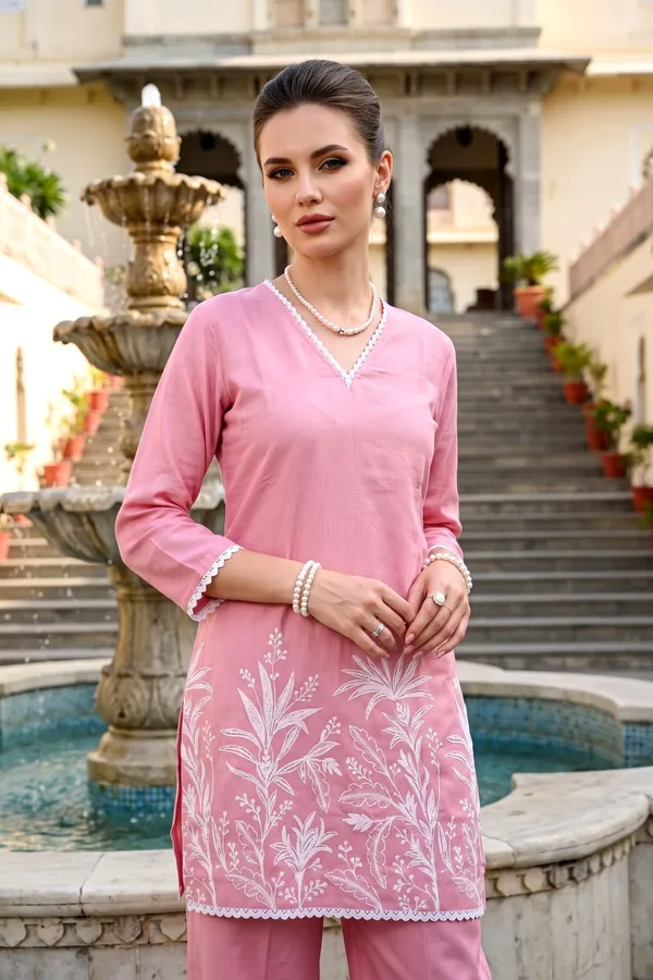 Women_Pink_Rayon_Slub_Kurta_Set