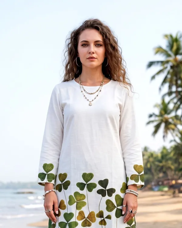 Women_White_&_Olive_Rayon_Slub_Kurta_Set