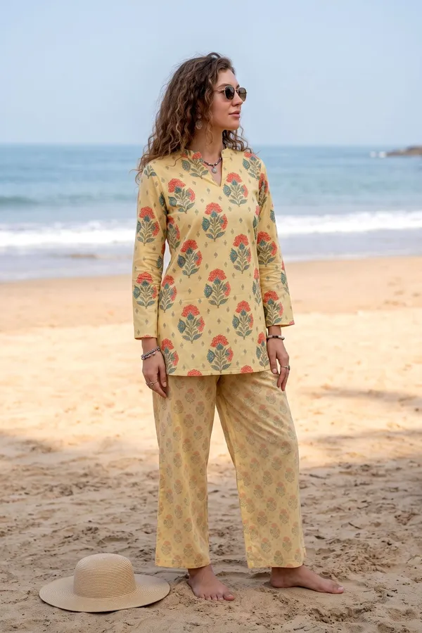 Women_Yellow_Rayon_Slub_Kurta_Set