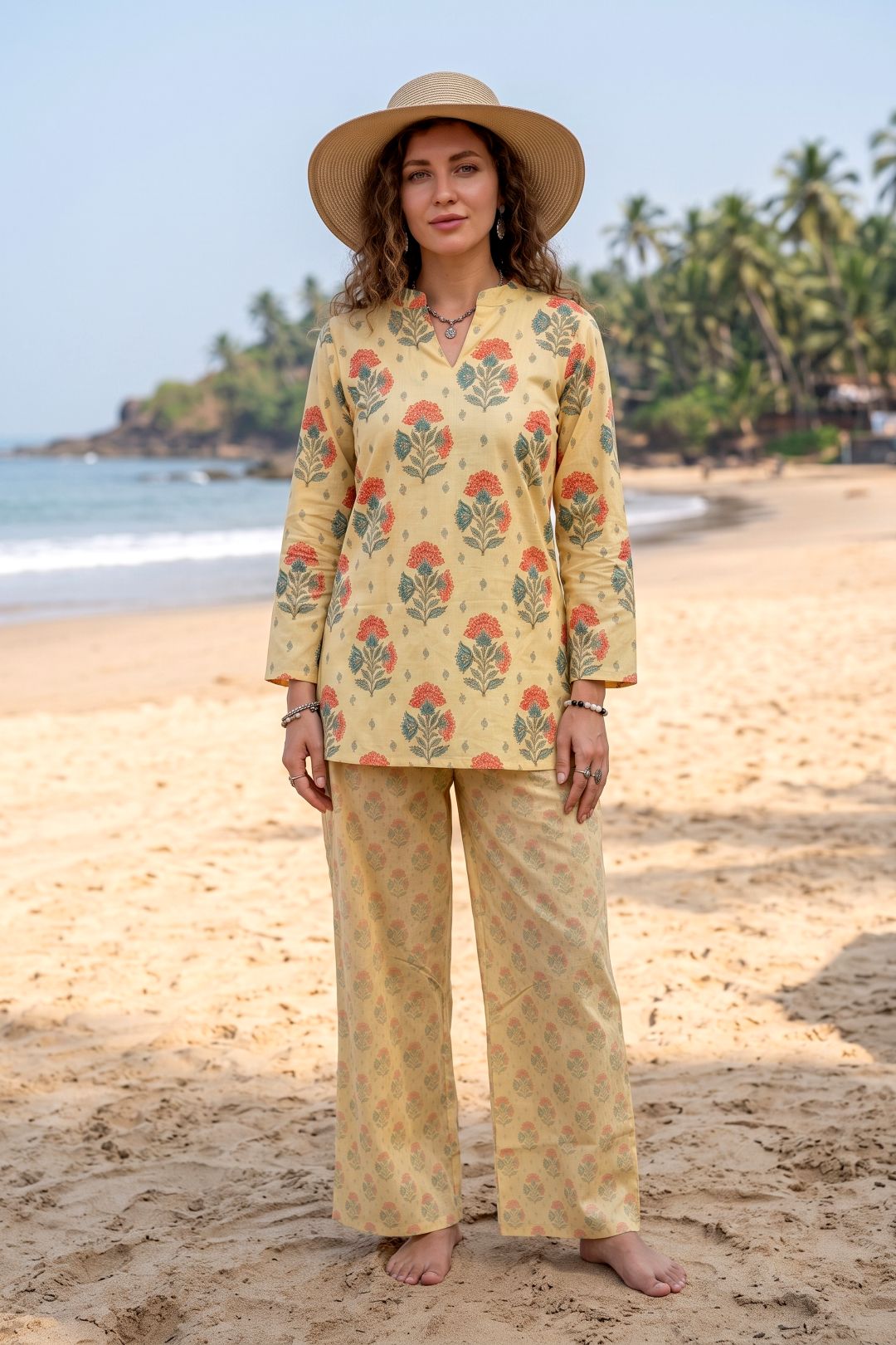 Women_Yellow_Rayon_Slub_Kurta_Set