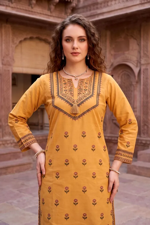 Women_Mustard_Yellow_Rayon_Slub_Kurta_Set