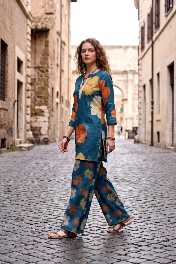 Women_Teal_Blue_Cotton_Floral_Printed_Co-ord_Set
