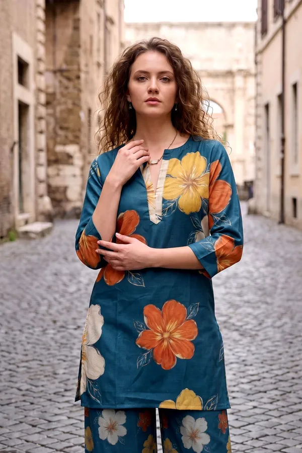 Women_Teal_Blue_Cotton_Floral_Printed_Co-ord_Set