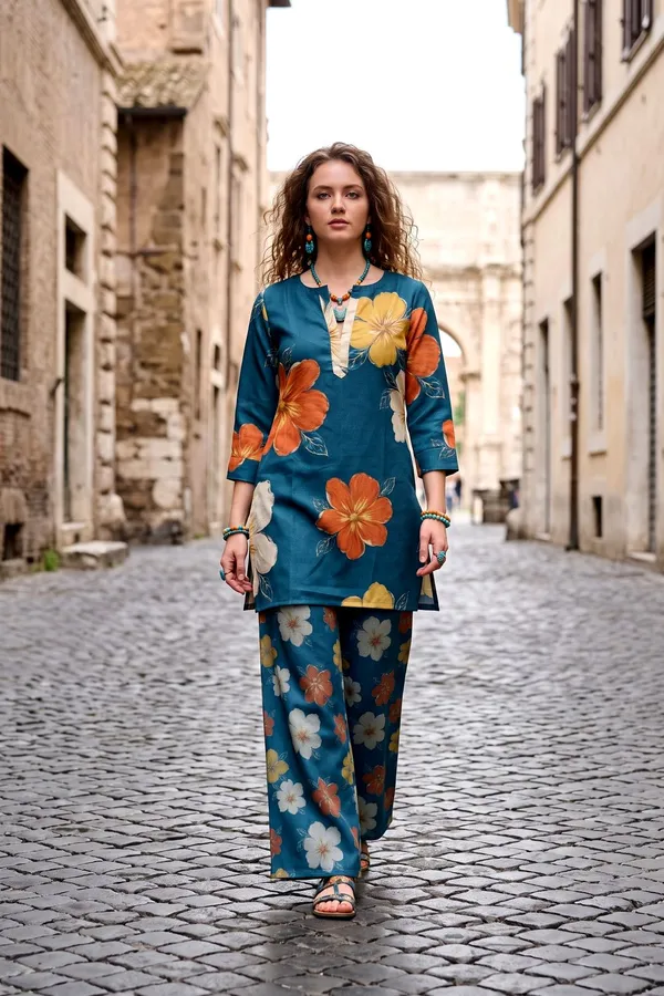 Women_Teal_Blue_Cotton_Floral_Printed_Co-ord_Set