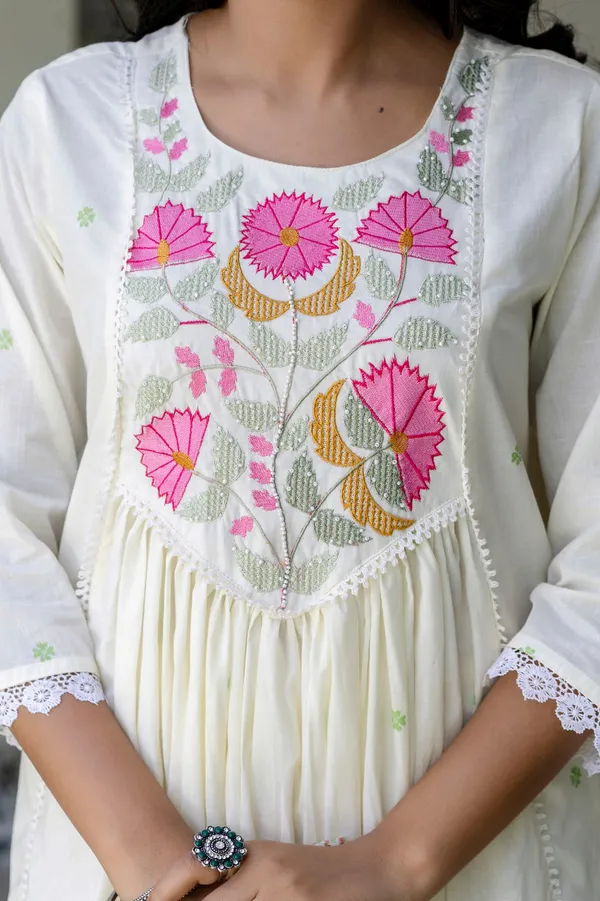 Women_Elegant_Floral_Embroidered_White_Pink_Cotton_Kurta_Pant_Dupatta_Set