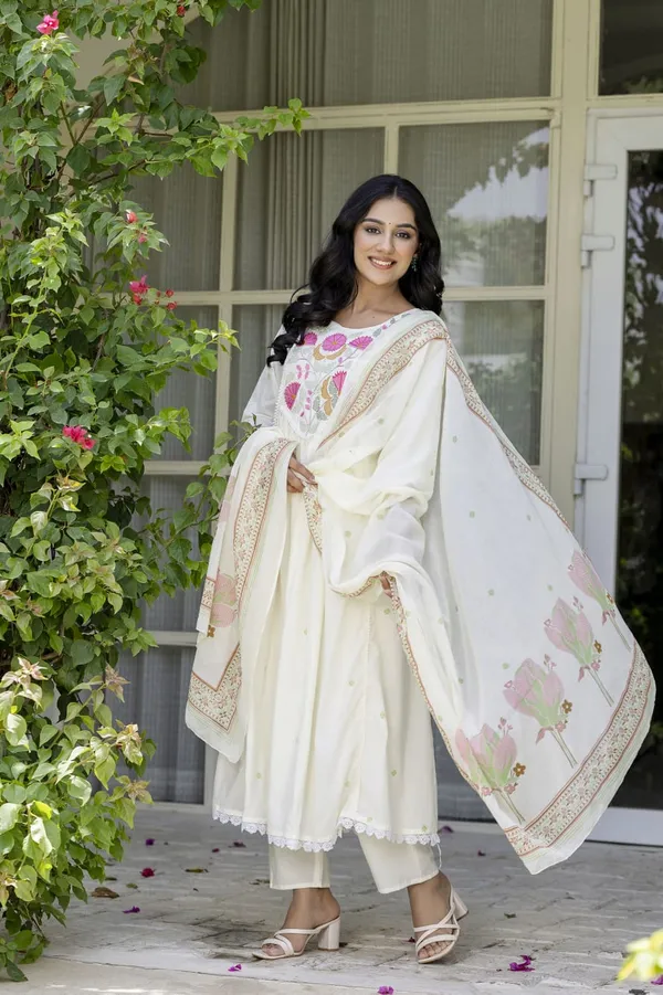 Women_Elegant_Floral_Embroidered_White_Pink_Cotton_Kurta_Pant_Dupatta_Set