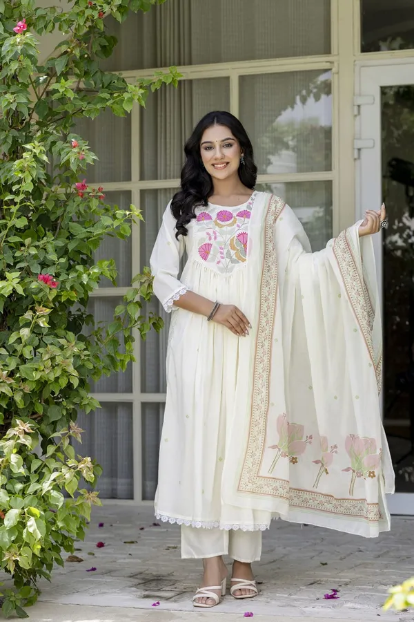 Women_Elegant_Floral_Embroidered_White_Pink_Cotton_Kurta_Pant_Dupatta_Set