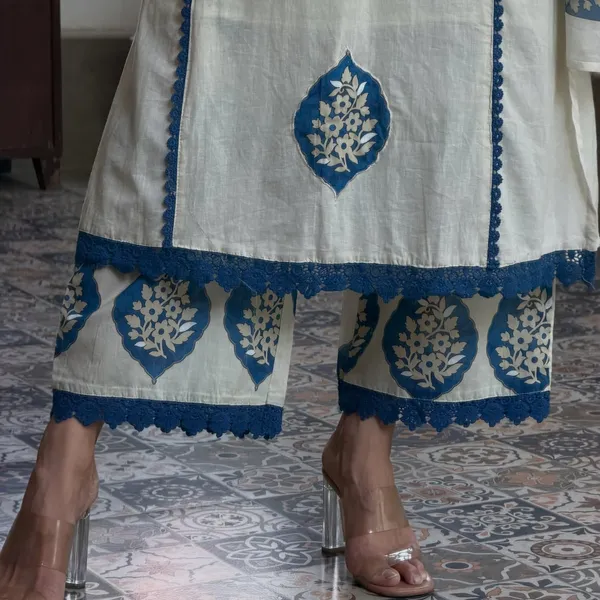 White_cotton_Applique_Hand_Work_Premium_Cotton_Kurta_Pant_Set_with_Dupatta