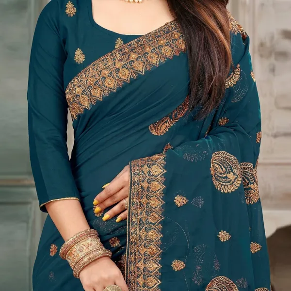 Dark_Blue_Embroidered_Bollywood_Art_Silk_Saree_For_Women