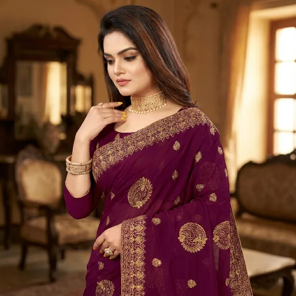 Maroon_Embroidered_Bollywood_Art_Silk_Saree_For_Women