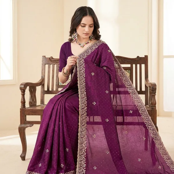 Purple_Embroidered_Self_Design_Bollywood_Silk_Blend_Satin_Saree_For_Women
