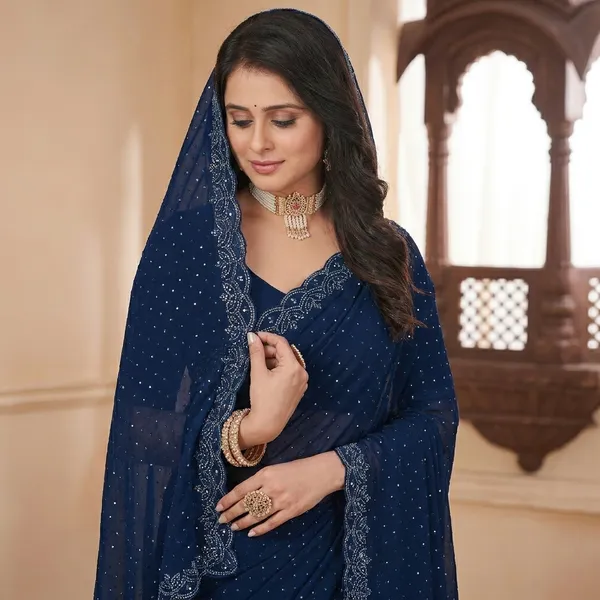 Dark_Blue_Embellished_Bollywood_Net_Saree_For_Women
