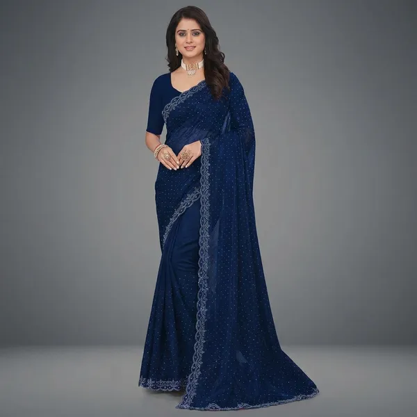 Dark_Blue_Embellished_Bollywood_Net_Saree_For_Women