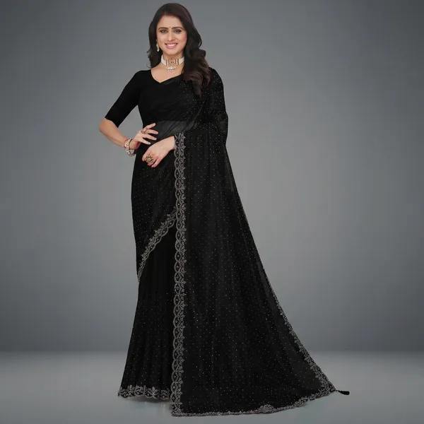 Black_Embellished_Bollywood_Net_Saree_For_Women