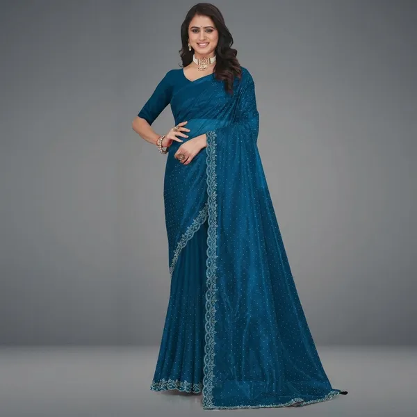 Dark_Blue_Embellished_Bollywood_Net_Saree_For_Women