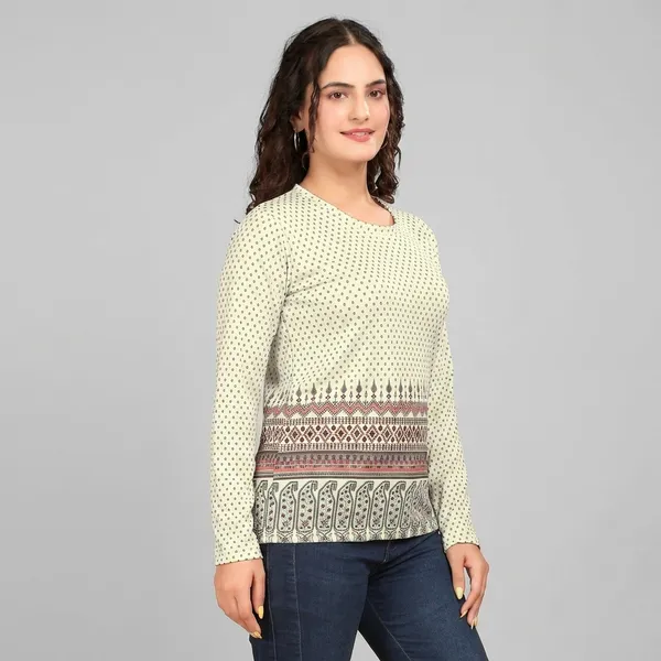 Multicolor_Cotton_Blend_Printed_Round_Neck_T-Shirt_For_Women