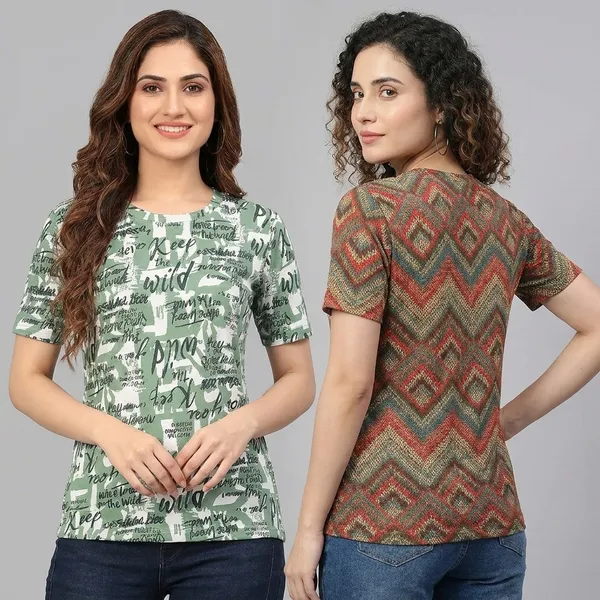 Multicolor_Cotton_Blend_Printed_Round_Neck_T-Shirt_For_Women