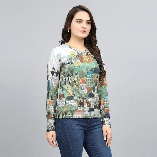 Multicolor_Cotton_Blend_Printed_T-Shirt_For_Women