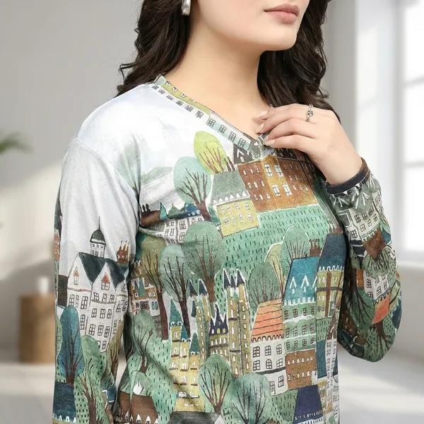 Multicolor_Cotton_Blend_Printed_T-Shirt_For_Women