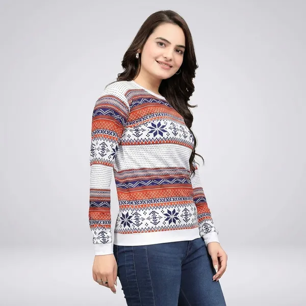 Maroon_Cotton_Blend_Printed_Round_Neck_T-Shirt_For_Women