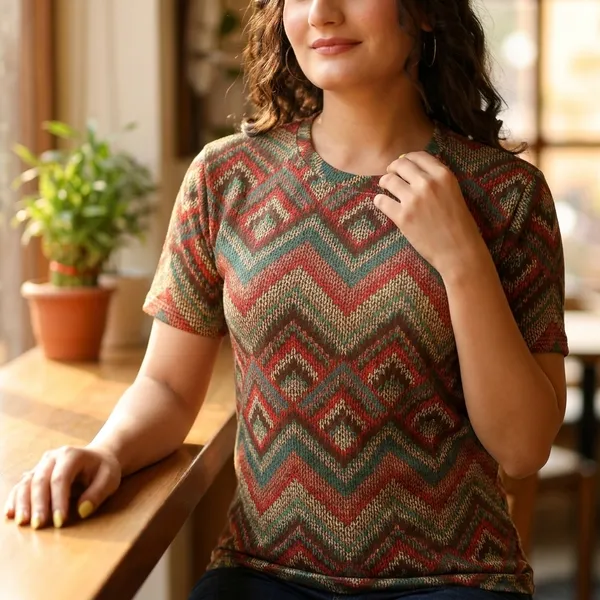 Multicolor_Cotton_Blend_Printed_Round_Neck_T-Shirt_For_Women