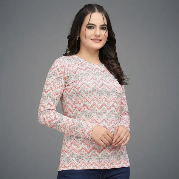 Multicolor_Cotton_Blend_Printed_Round_Neck_T-Shirt_For_Women