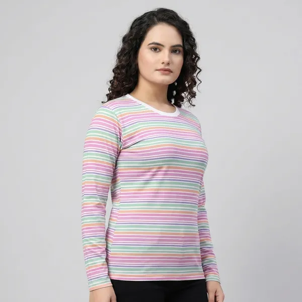 Multicolor_Cotton_Blend_Printed_Round_Neck_T-Shirt_For_Women