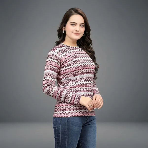 Multicolor_Cotton_Blend_Printed_Round_Neck_T-Shirt_For_Women