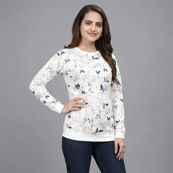 White_Cotton_Blend_Printed_T-Shirt_For_Women