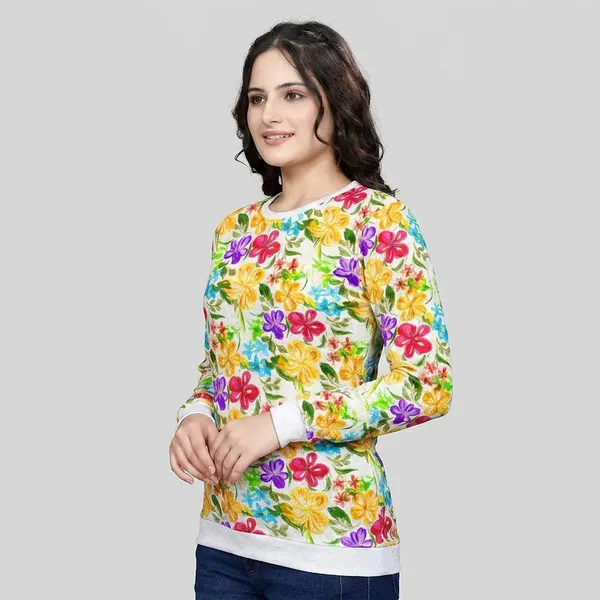 Multicolor_Cotton_Blend_Printed_Round_Neck_T-Shirt_For_Women
