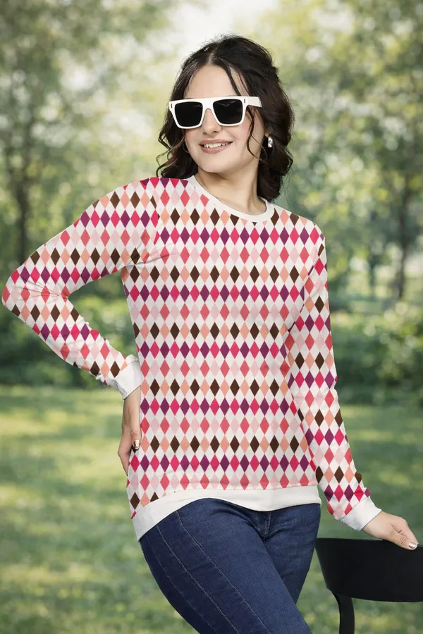 Multicolor_Cotton_Blend_Printed_Round_Neck_T-Shirt_For_Women
