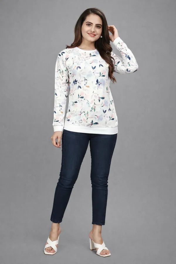 White_Cotton_Blend_Printed_T-Shirt_For_Women