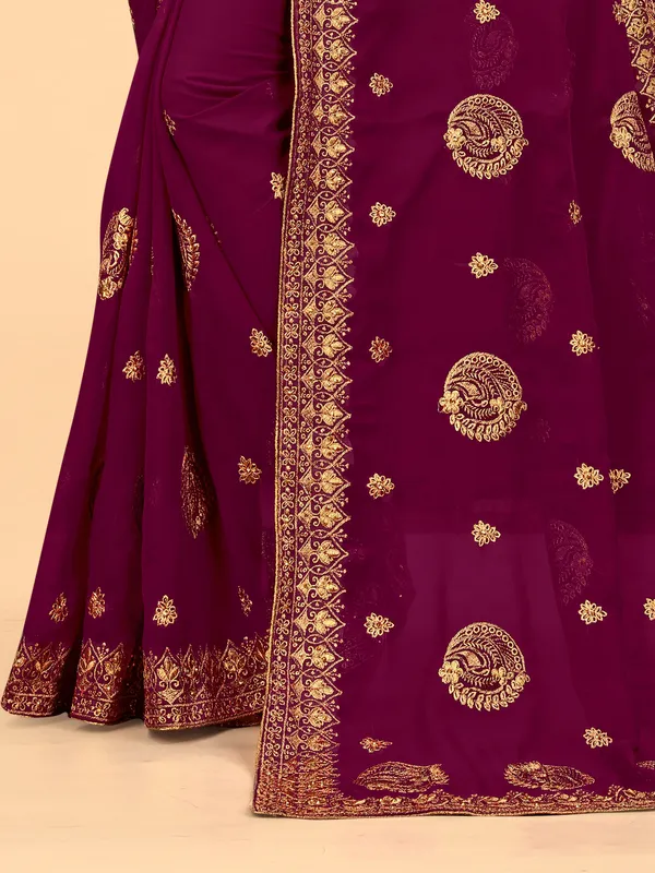Maroon_Embroidered_Bollywood_Art_Silk_Saree_For_Women
