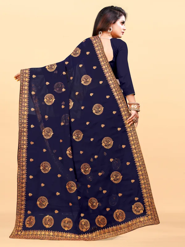 Blue_Embroidered_Bollywood_Art_Silk_Saree_For_Women