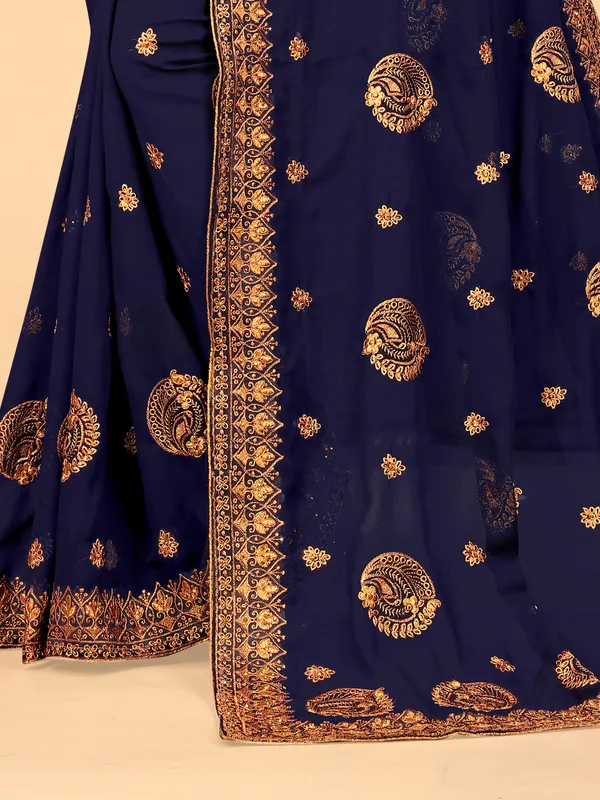 Blue_Embroidered_Bollywood_Art_Silk_Saree_For_Women
