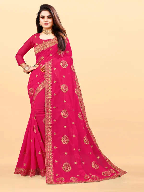 Pink_Embroidered_Bollywood_Art_Silk_Saree_For_Women