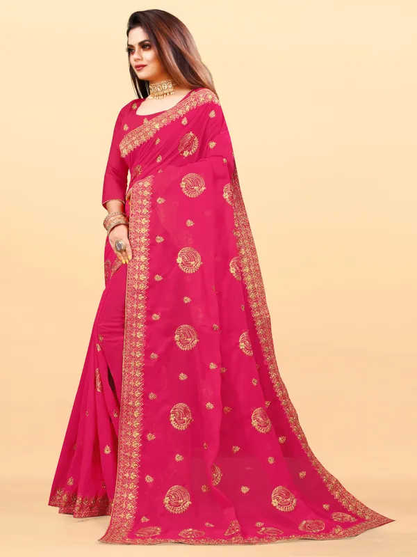 Pink_Embroidered_Bollywood_Art_Silk_Saree_For_Women