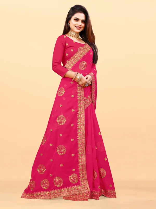 Pink_Embroidered_Bollywood_Art_Silk_Saree_For_Women