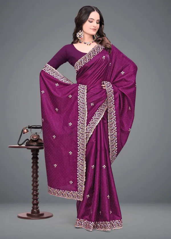 Purple_Embroidered_Self_Design_Bollywood_Silk_Blend_Satin_Saree_For_Women