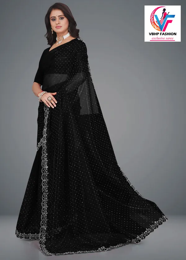 Black_Embellished_Bollywood_Net_Saree_For_Women