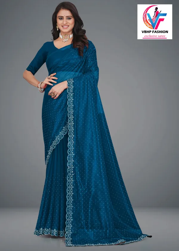 Dark_Blue_Embellished_Bollywood_Net_Saree_For_Women