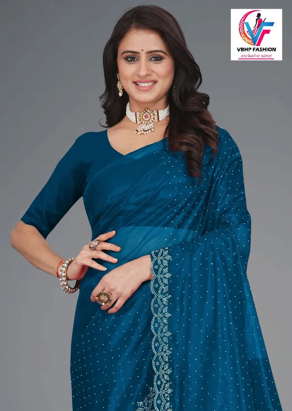 Dark_Blue_Embellished_Bollywood_Net_Saree_For_Women