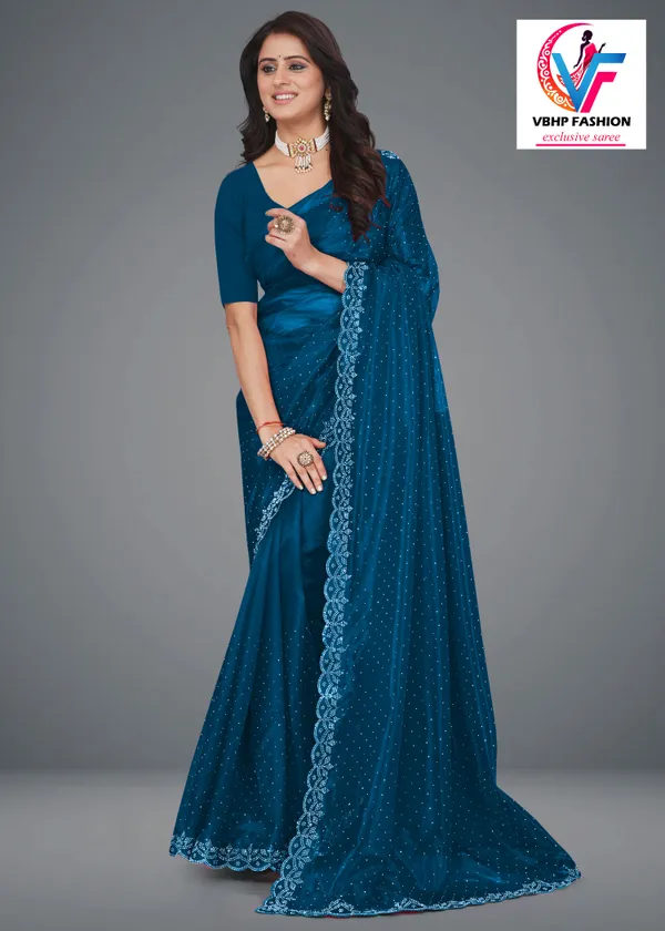 Dark_Blue_Embellished_Bollywood_Net_Saree_For_Women