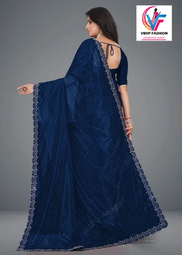 Dark_Blue_Embellished_Bollywood_Net_Saree_For_Women