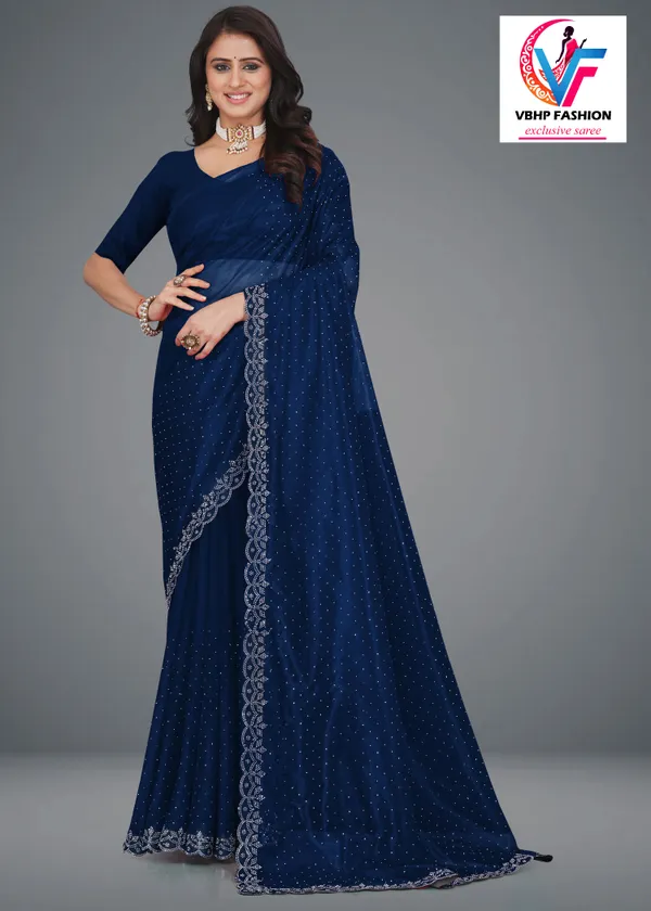 Dark_Blue_Embellished_Bollywood_Net_Saree_For_Women